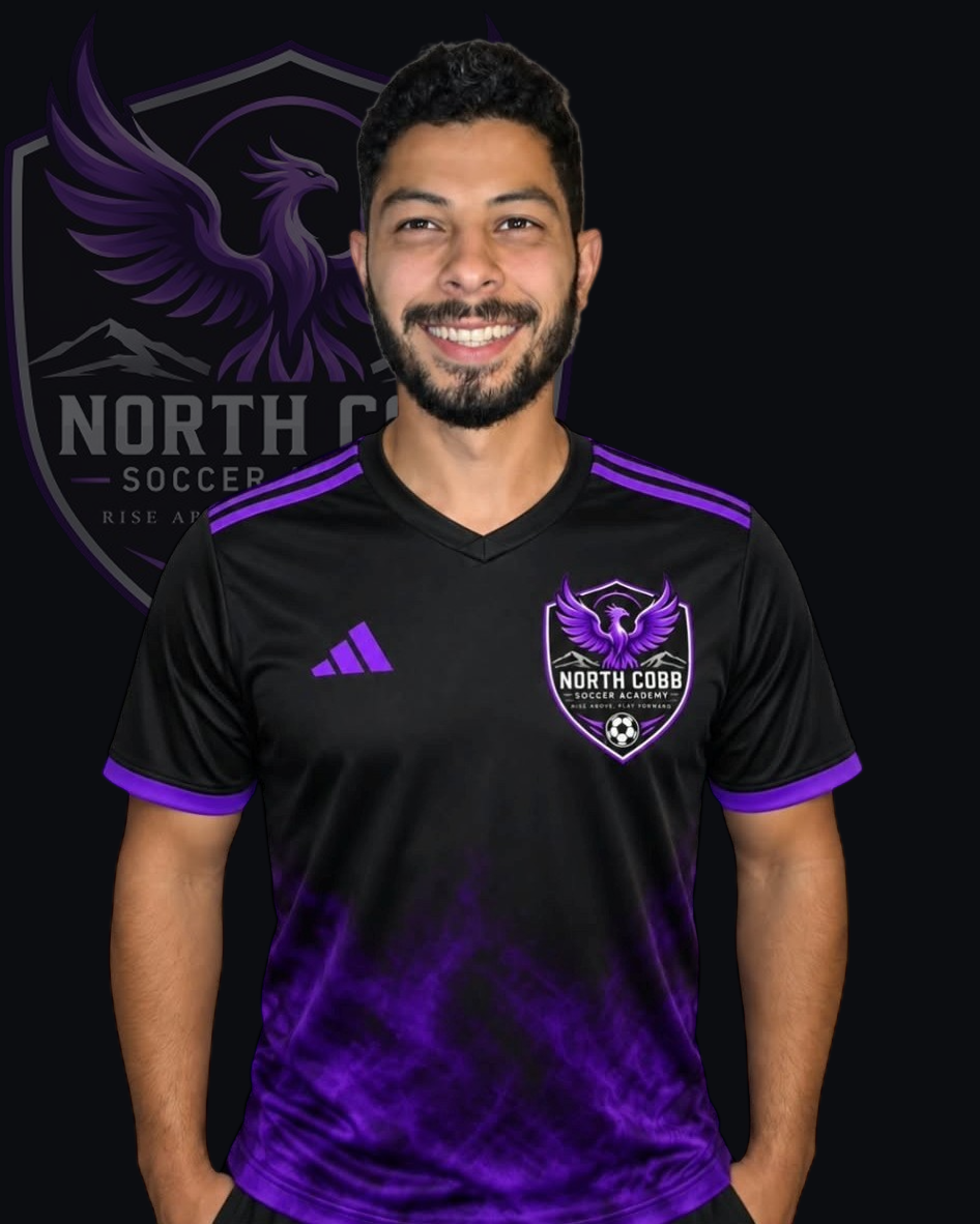 Head Coach Vinny in a North Cobb Soccer Academy jersey